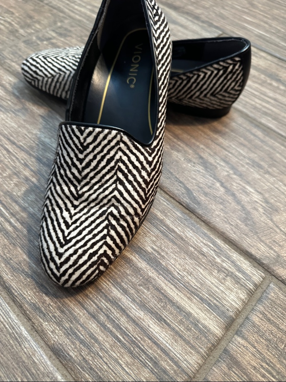 Vionic Black & White Zebra-Pattern Slip-On Loafers - Picture 2 of 7